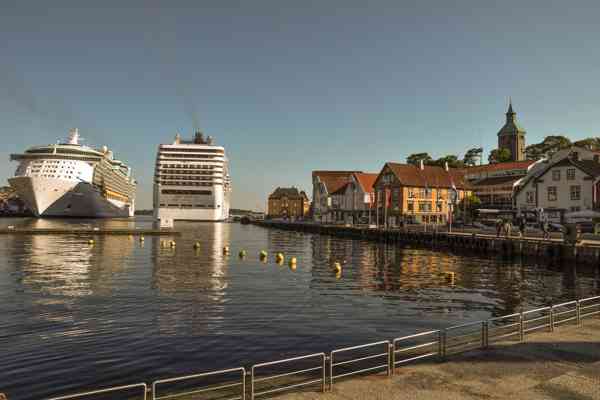 Stavanger central harbour with cruise ships