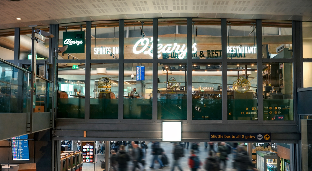 O'Learys restaurant up the stairs on International